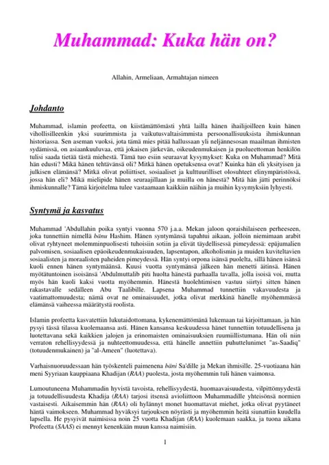 Muhammad: Kuka hän on?